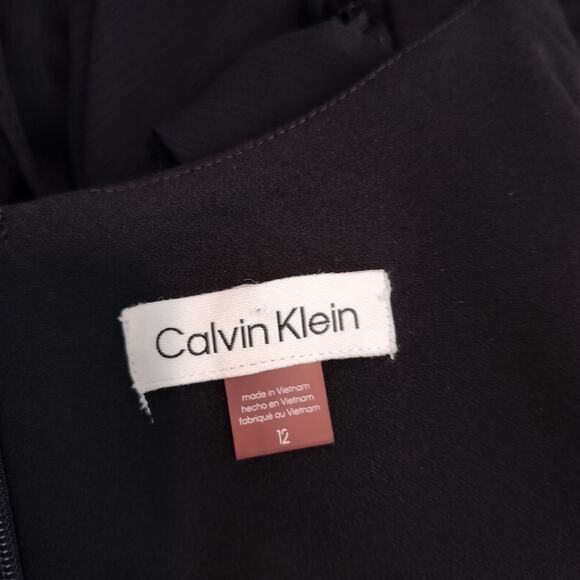Calvin Klein Black Chiffon Sleeve Dress Sheath - Picture 11 of 11